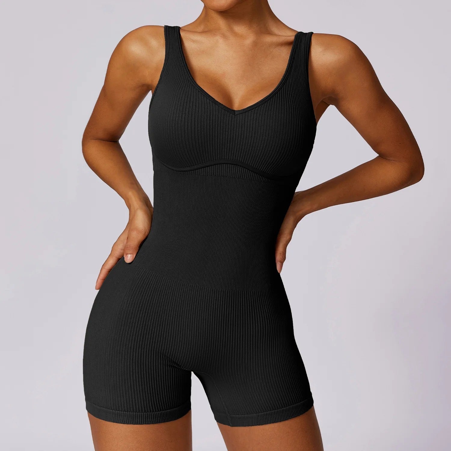 Rib Short Jumpsuit