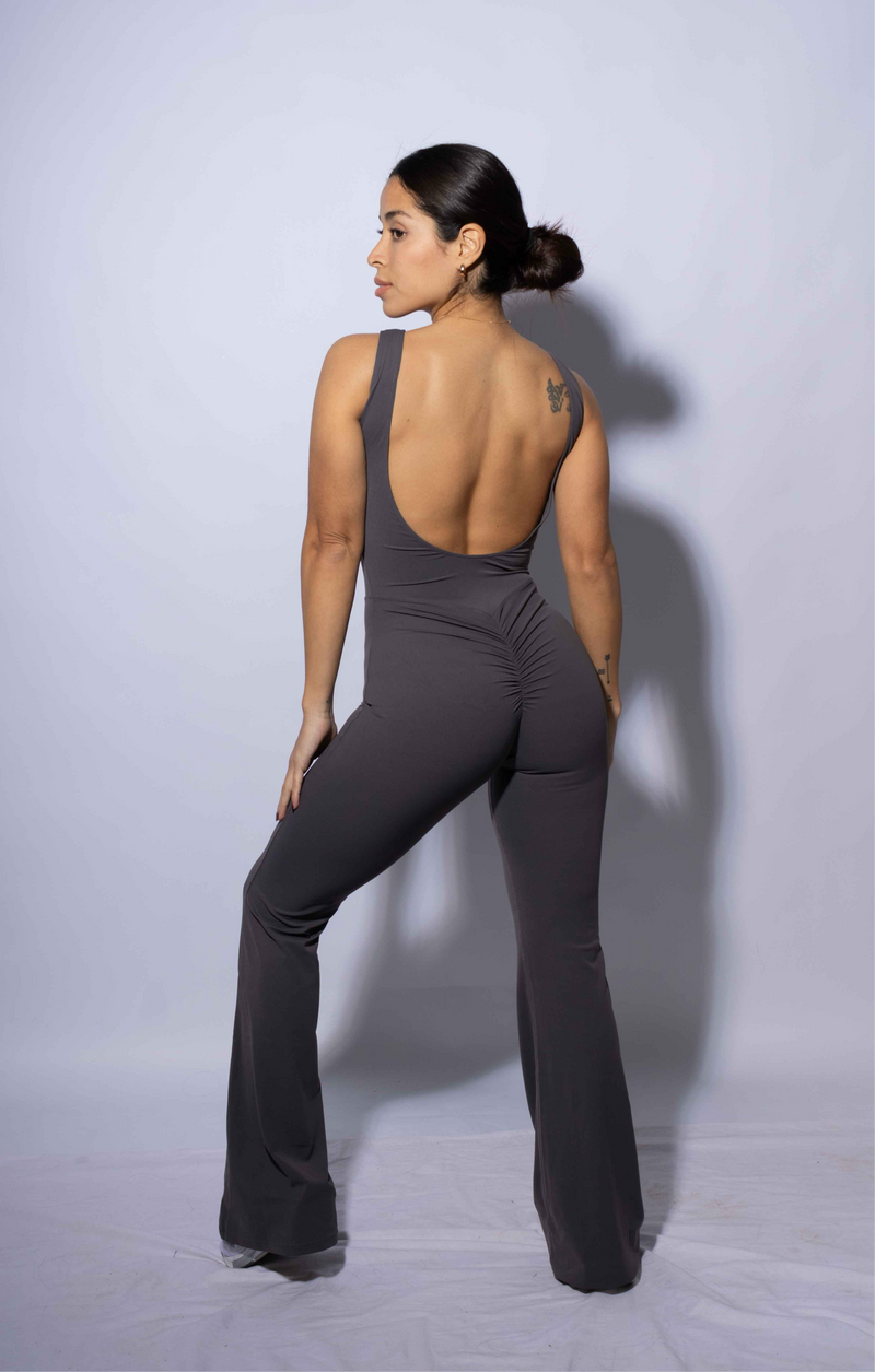 V-Back Flare Jumpsuit