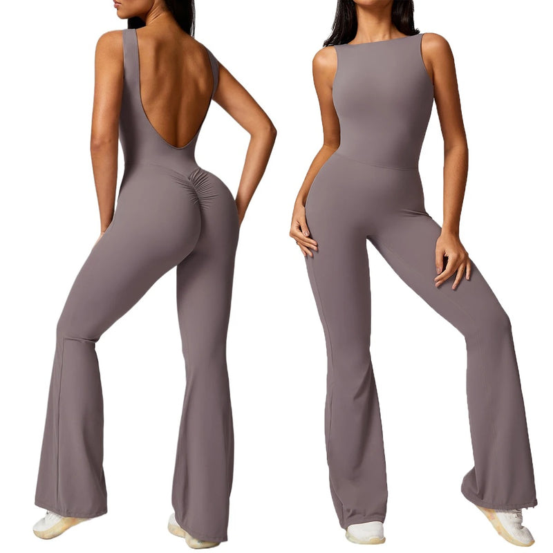 V-Back Flare Jumpsuit