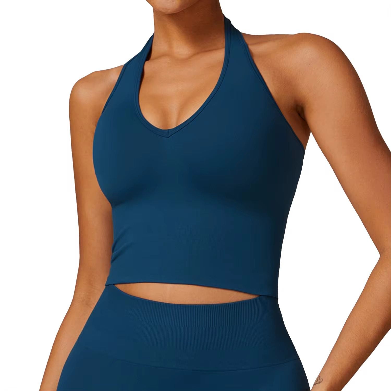 Azure halter tank top